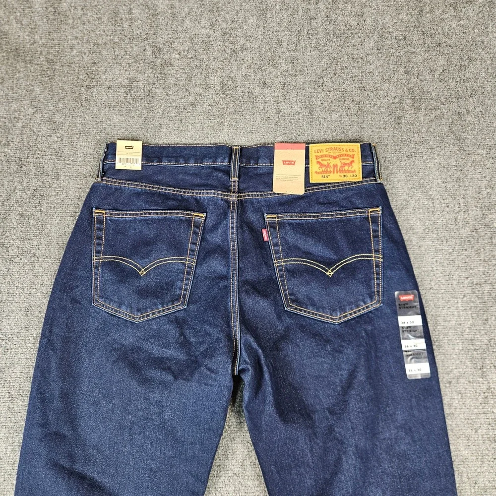 Levis 514 Straight Fit Mens Jeans 36x30 Dark Indigo Blue Denim 00514-3167 NWT